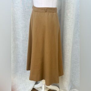 Vintage camel color Midi skirt wool tan skirt